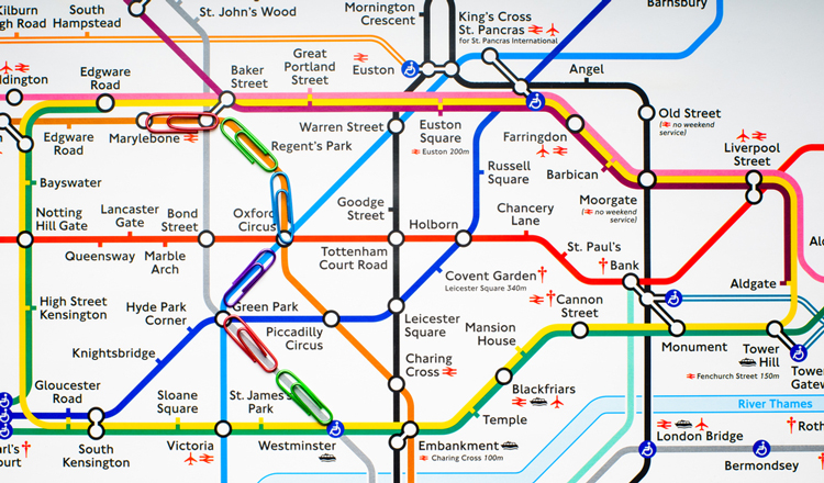Plattegrond metro van Londen