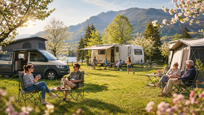 Staan op de camping in het voorseizoen